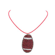 Felt Back Beaded Football Pendant Necklace