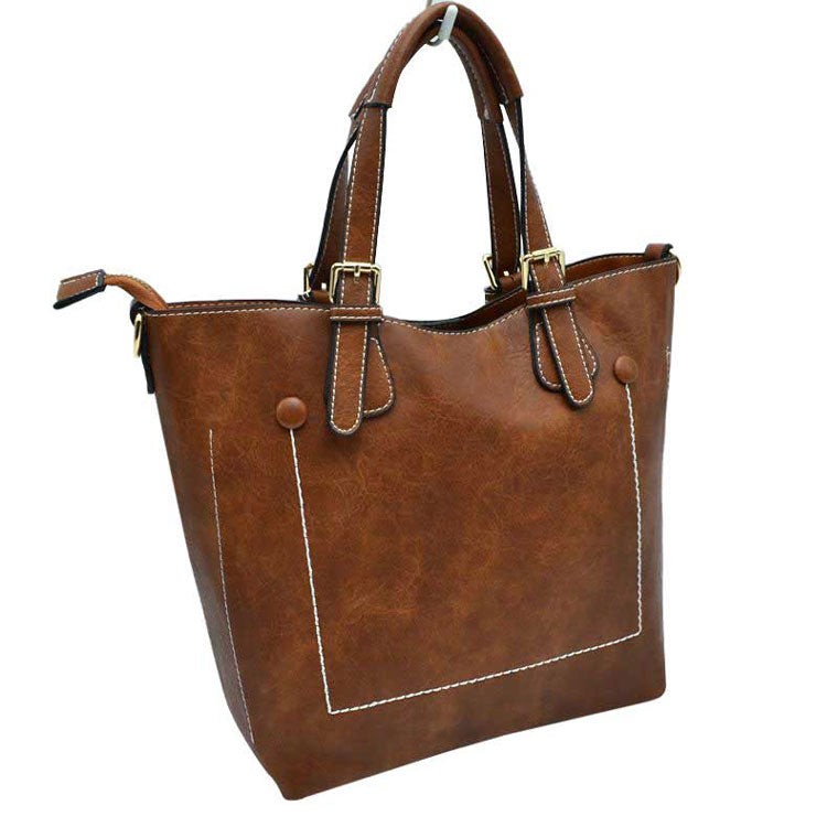 Vegan Leather Tote Shoulder Handbags For Women