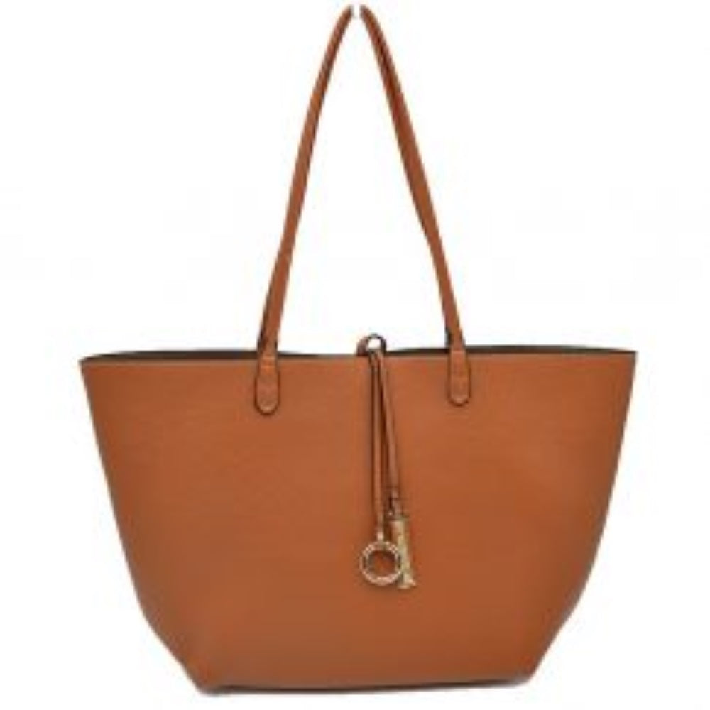 Classic Trapeze Tote Bag with Dual Handles and Ring Detail