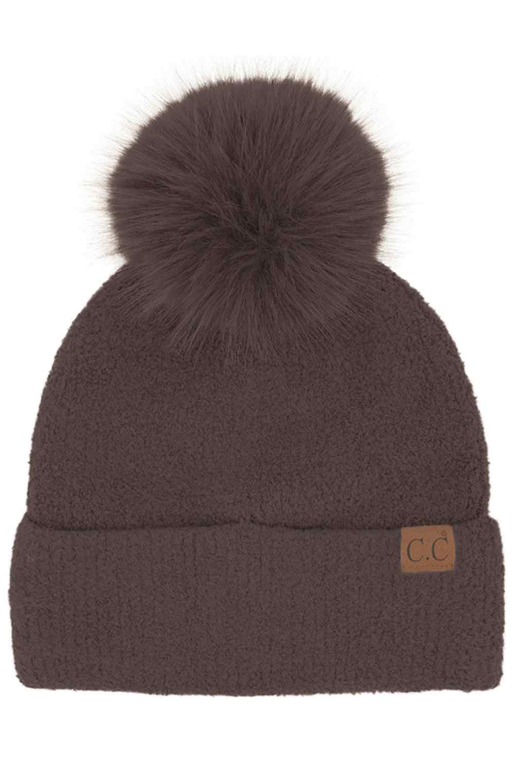 C.C Plush Terry Chenille Pom Beanie Winter Hat