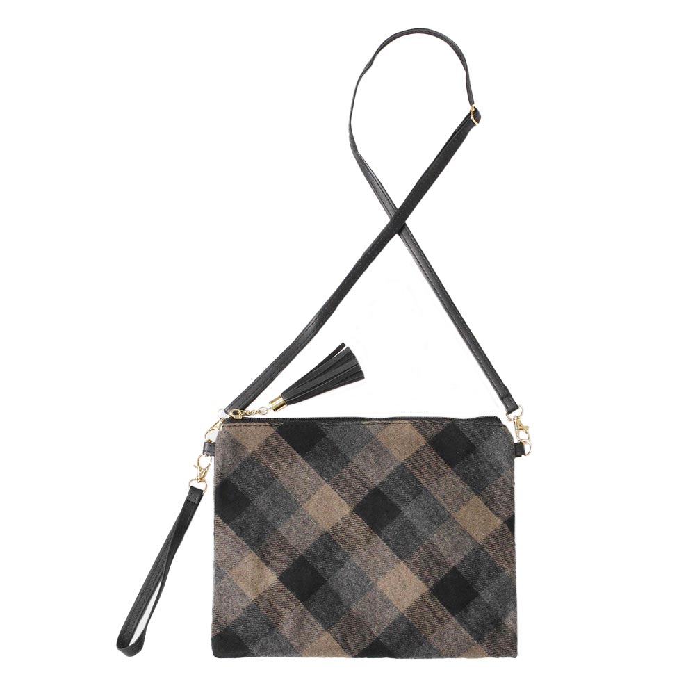 Plaid Check Crossbody Clutch Bag