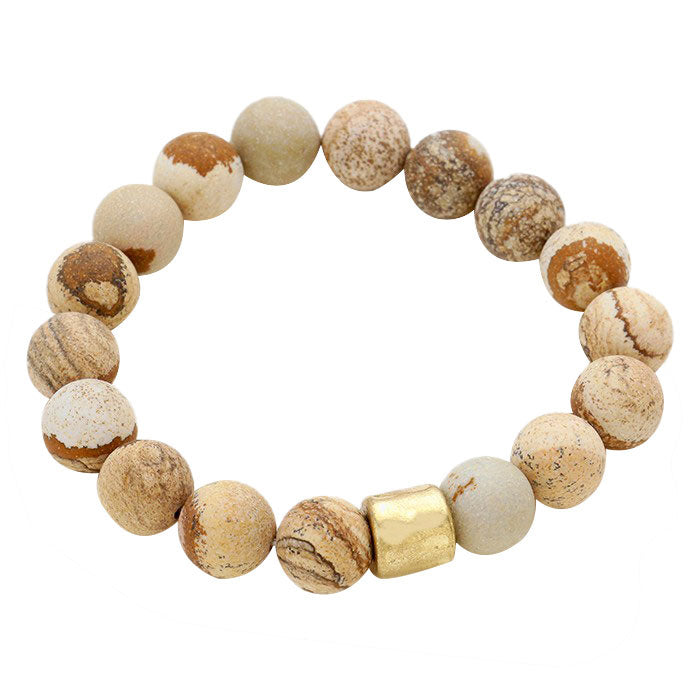 Semi precious stone beaded stretch bracelet