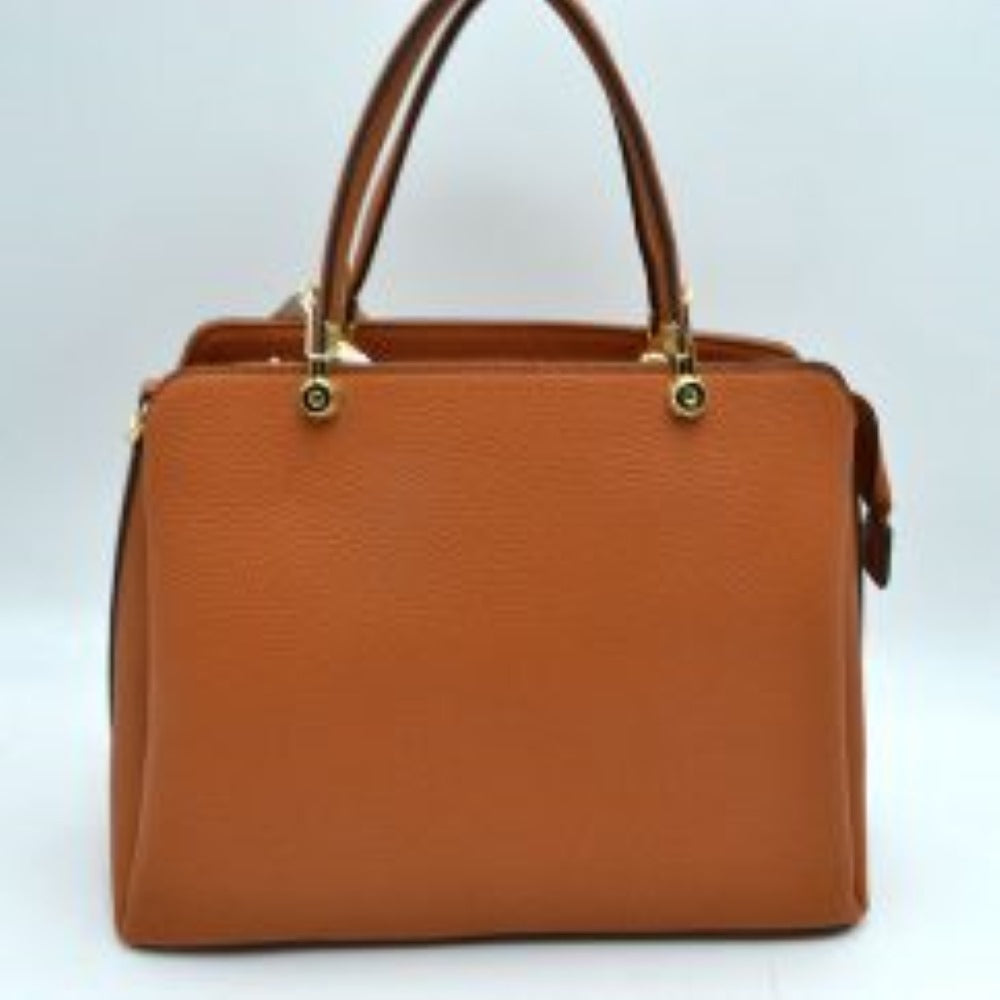 Structured Top Handle Handbag with Zipper Closures