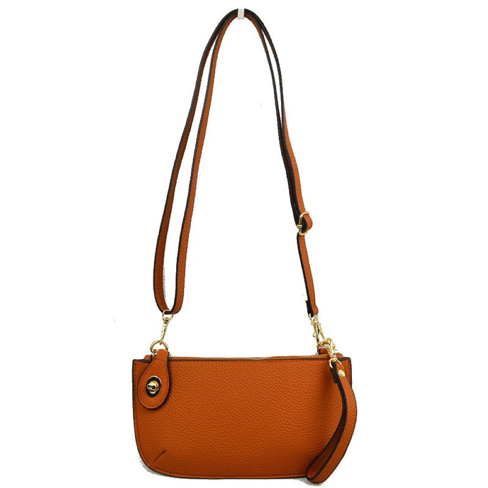 Pebbled Crossbody Clutch Bag with Removable Straps