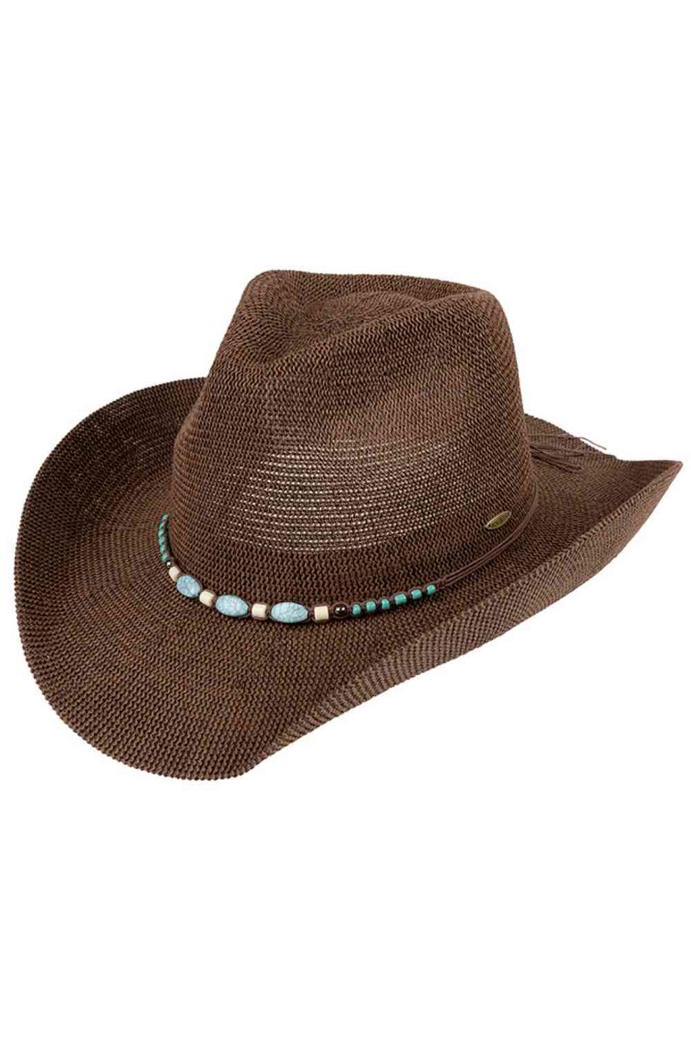 C.C Turquoise Stone with Beaded String Band Cowboy Hat