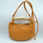 Woven Pattern Crossbody Bag with Metallic Handle