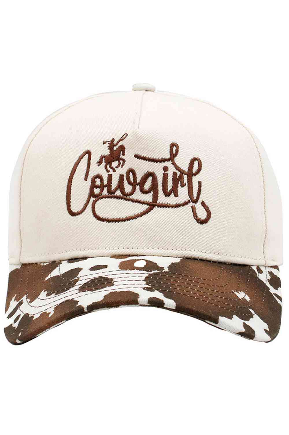 COW GIRL Embroidered Letter with Cow Pattern Baseball Cap