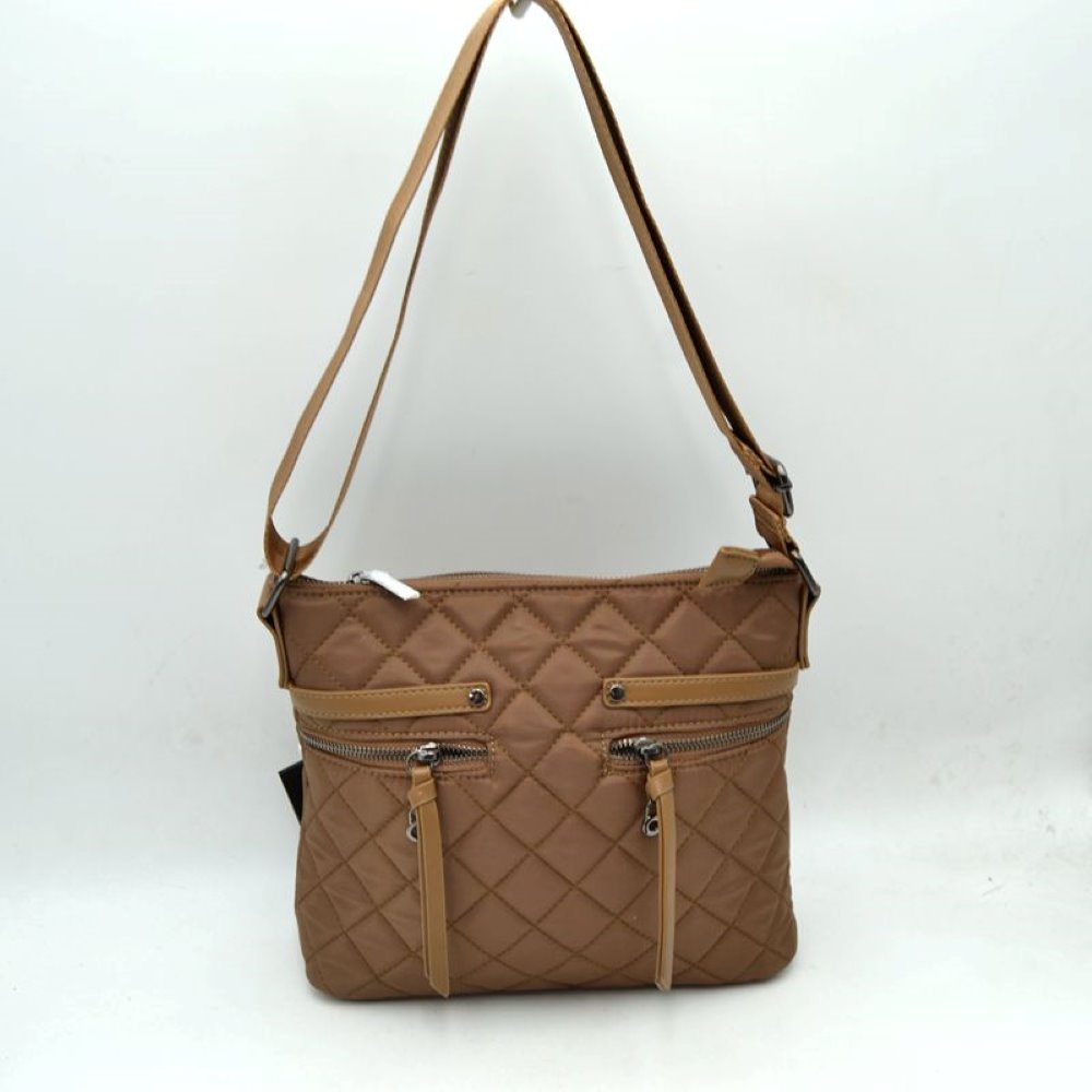Classic Quilted Nylon Crossbody Bag with Multi-Zipper Pockets