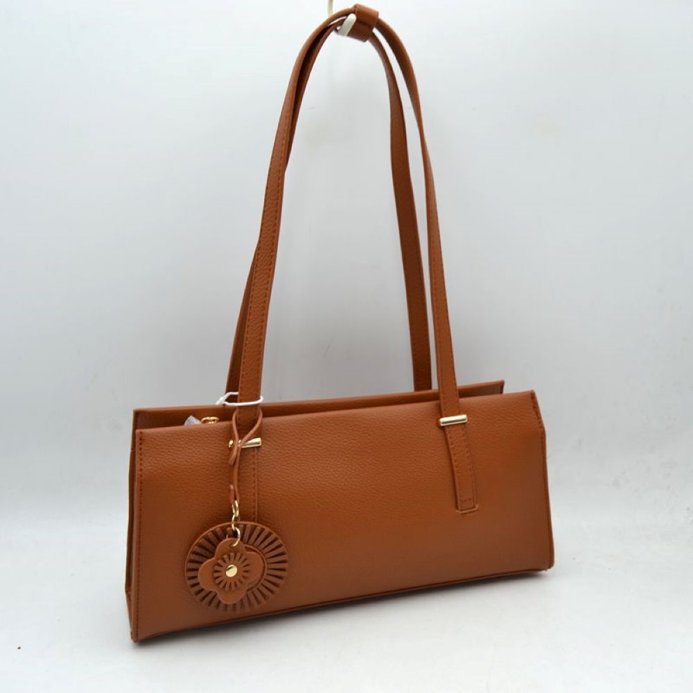 Elegant Shoulder Tote Bag with Decorative Charm