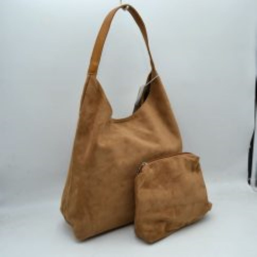 Slouchy Hobo Shoulder Bag with Removable Zipper Pouch