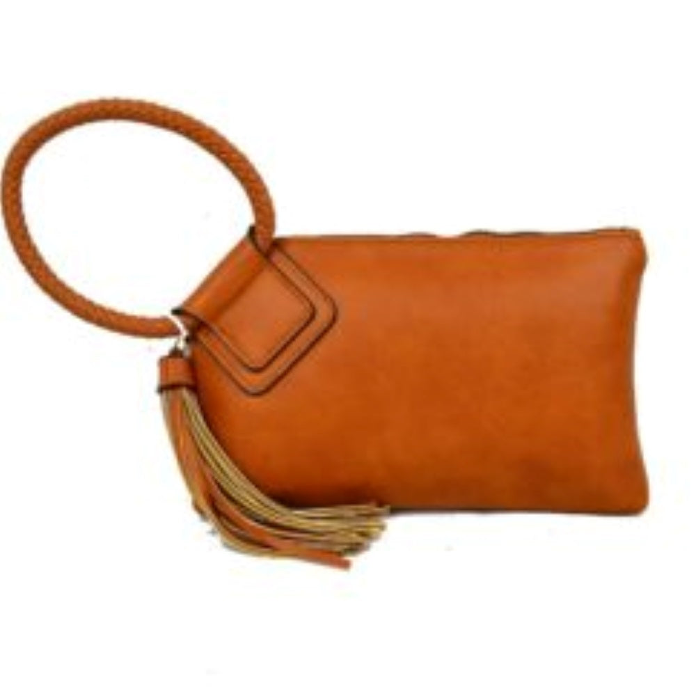 Braided Wristlet Clutch with Tassel Accent