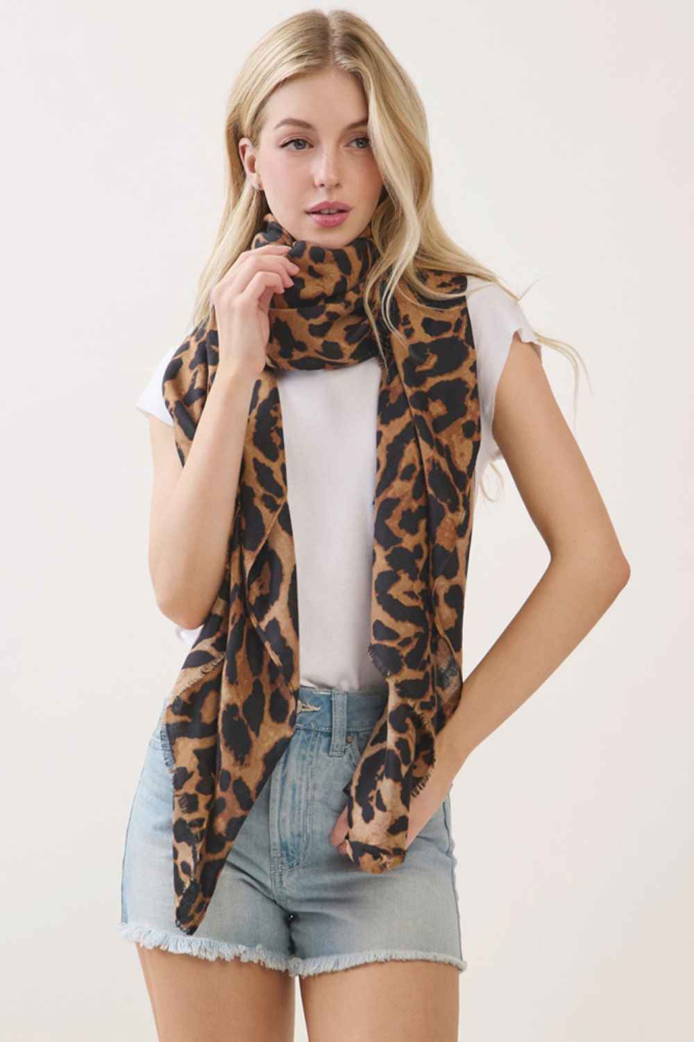 Leopard Pattern Print Oblong Scarf