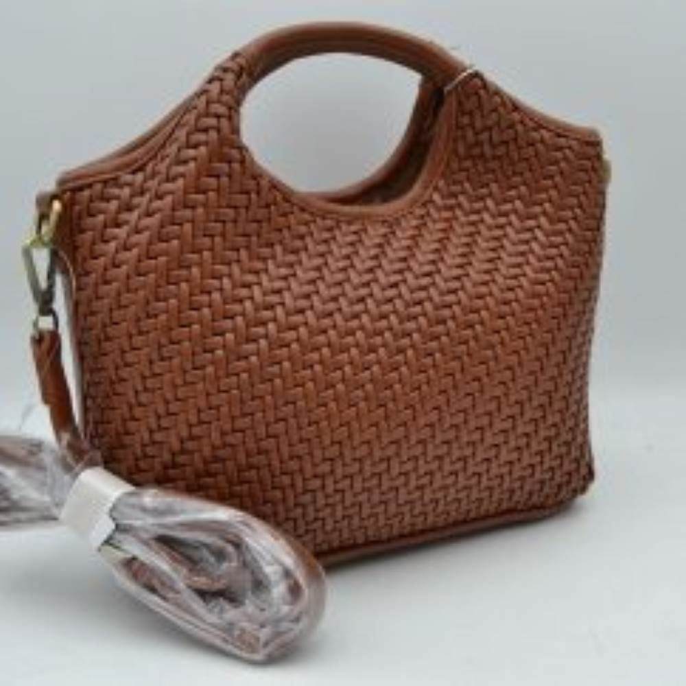 Woven Basket Weave Top-Handle Crossbody Bag and Handbag with Adjustable Strap