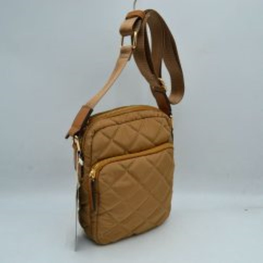 Structured Trapeze Handbag with Bamboo Ring Top Handles