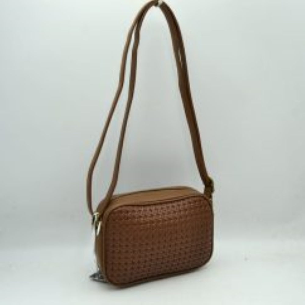 Woven Camera Crossbody Bag with Adjustable Shoulder Strap