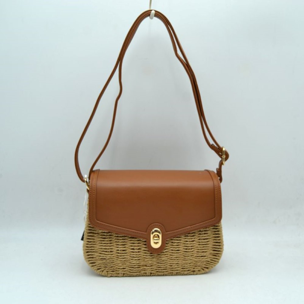 Woven Straw Flap Crossbody Bag – Chic Summer Shoulder Satchel