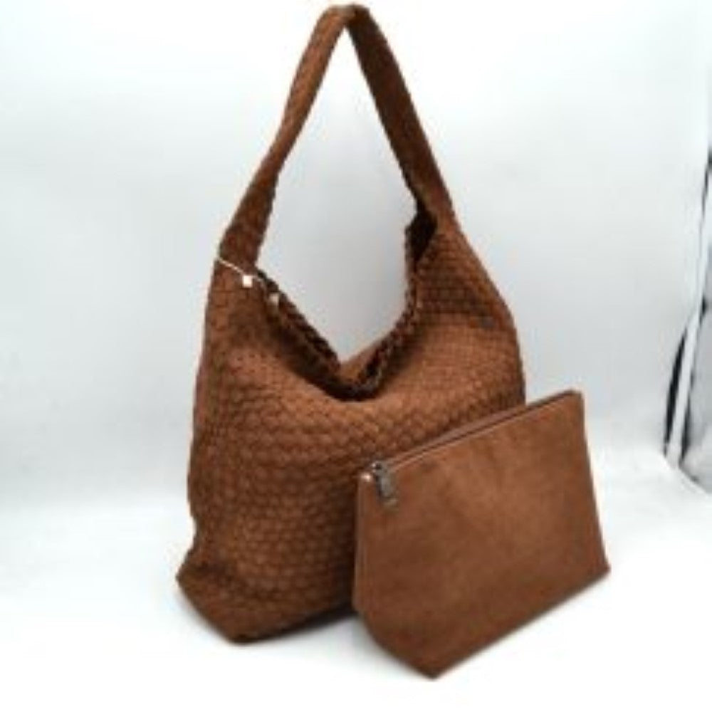 Woven Intrecciato Hobo Bag with Integrated Shoulder Strap