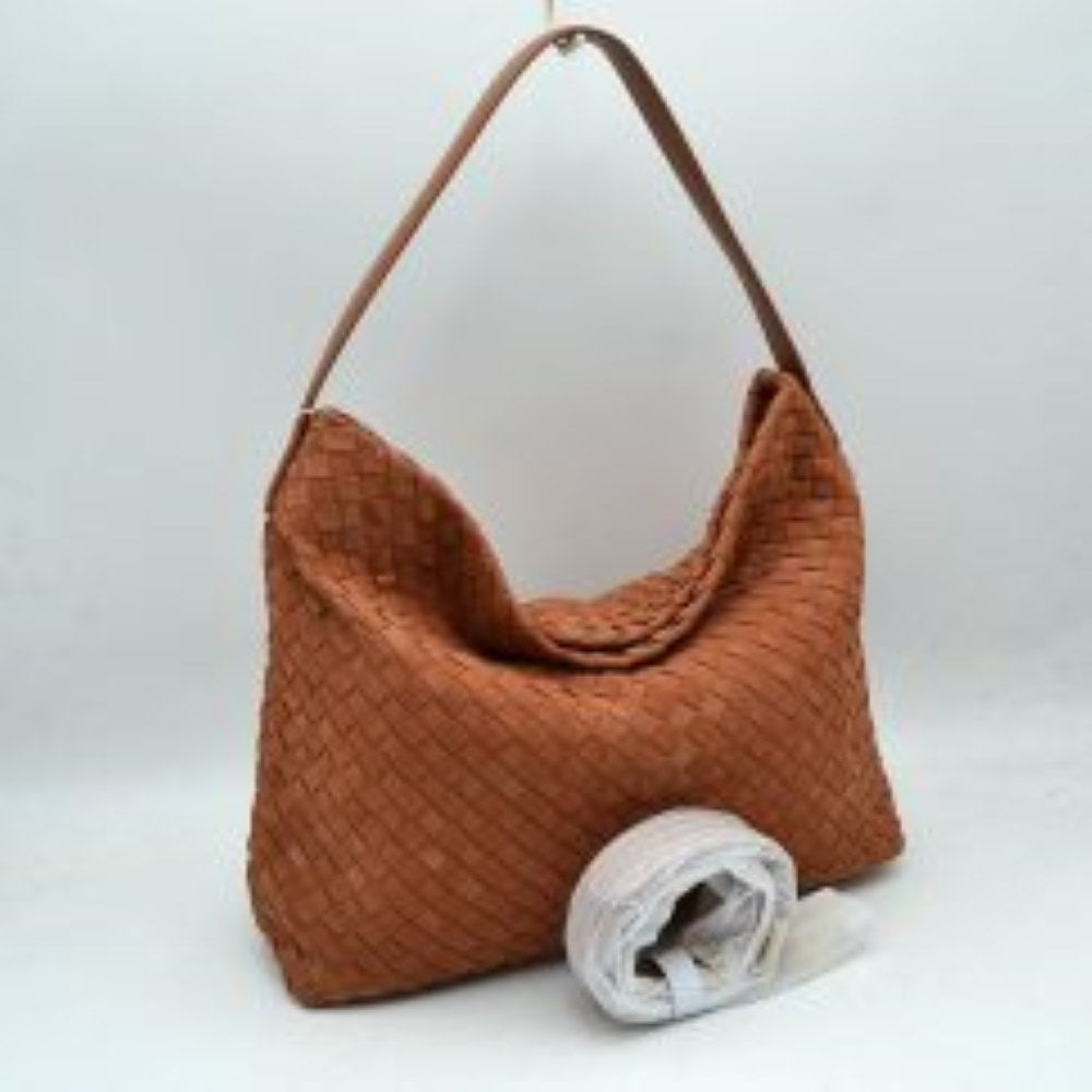 Woven Hobo Shoulder Bag with Detachable Strap
