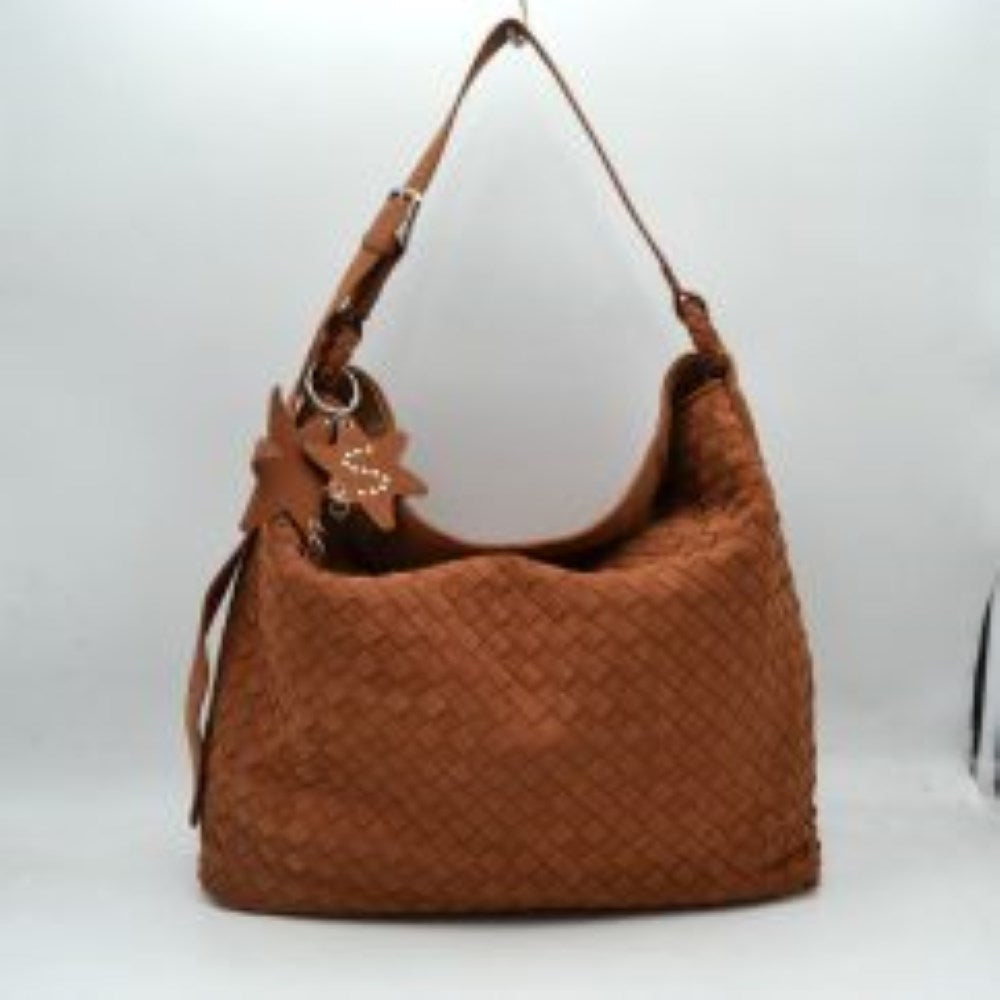 Woven Hobo Shoulder Bag with Adjustable Strap and Star Charm