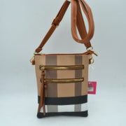 Multi Pattern Crossbody Bag with Zipper Pockets and Long Strap