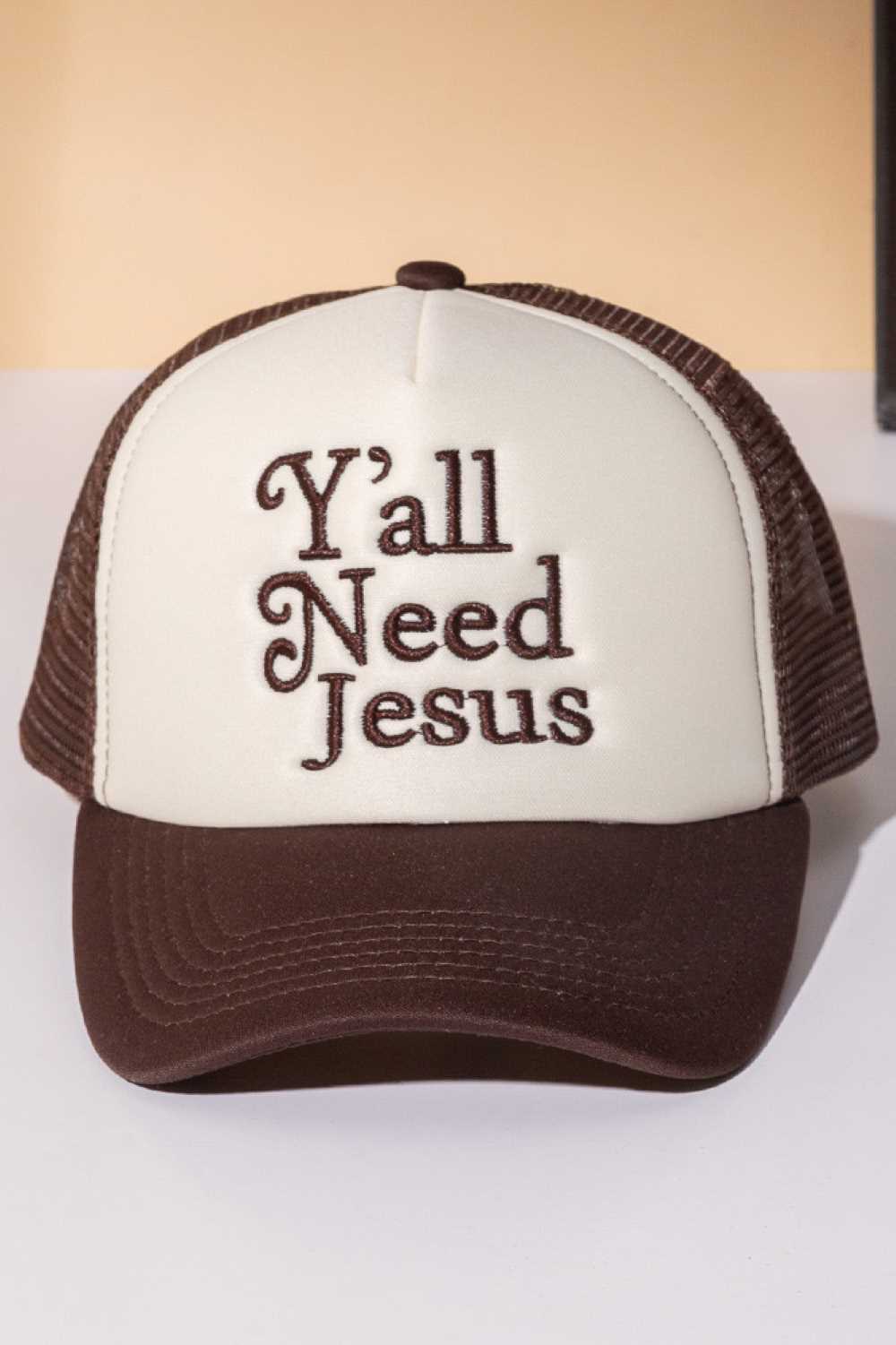 Y'ALL NEED JESUS Letter Foam with Mesh Back Trucker Cap