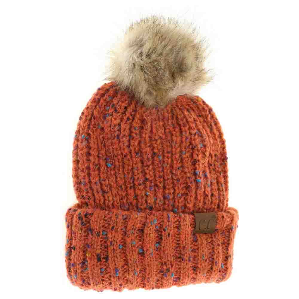 Confetti Mohair Ribbed Fur Pom C.C Beanie