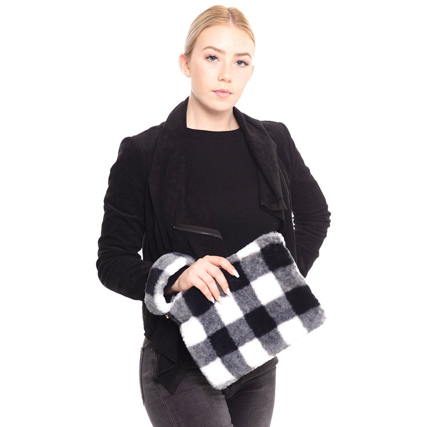 Buffalo Plaid Check Crossbody Wristlet Clutch Bag