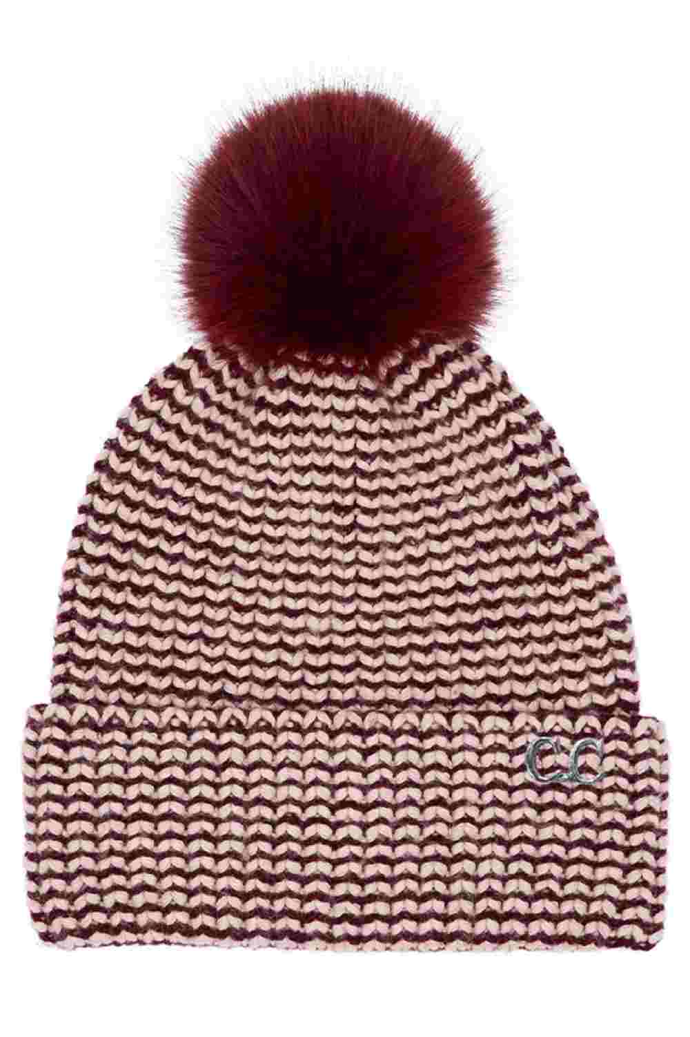 C.C Two Tone Angora Cuff Beanie Winter Hat