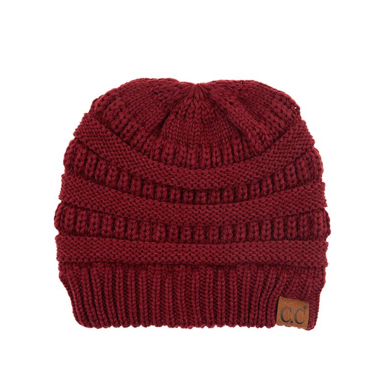 C.C CRISS CROSS PONYTAIL KNIT BEANIE