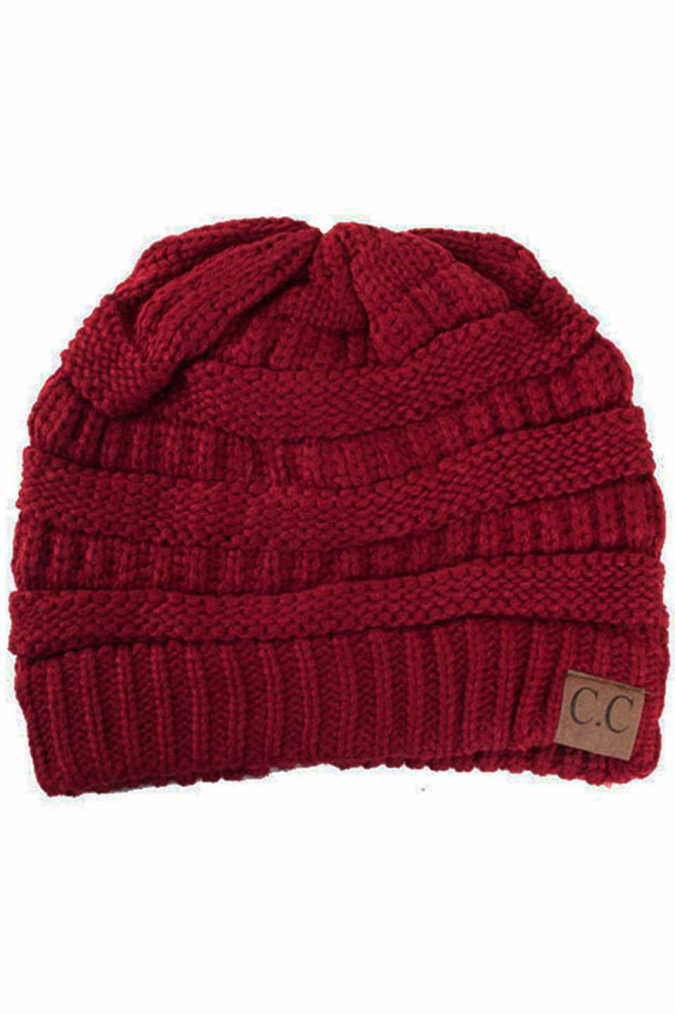 C.C Women's Ribbed Knit Solid Color Beanie