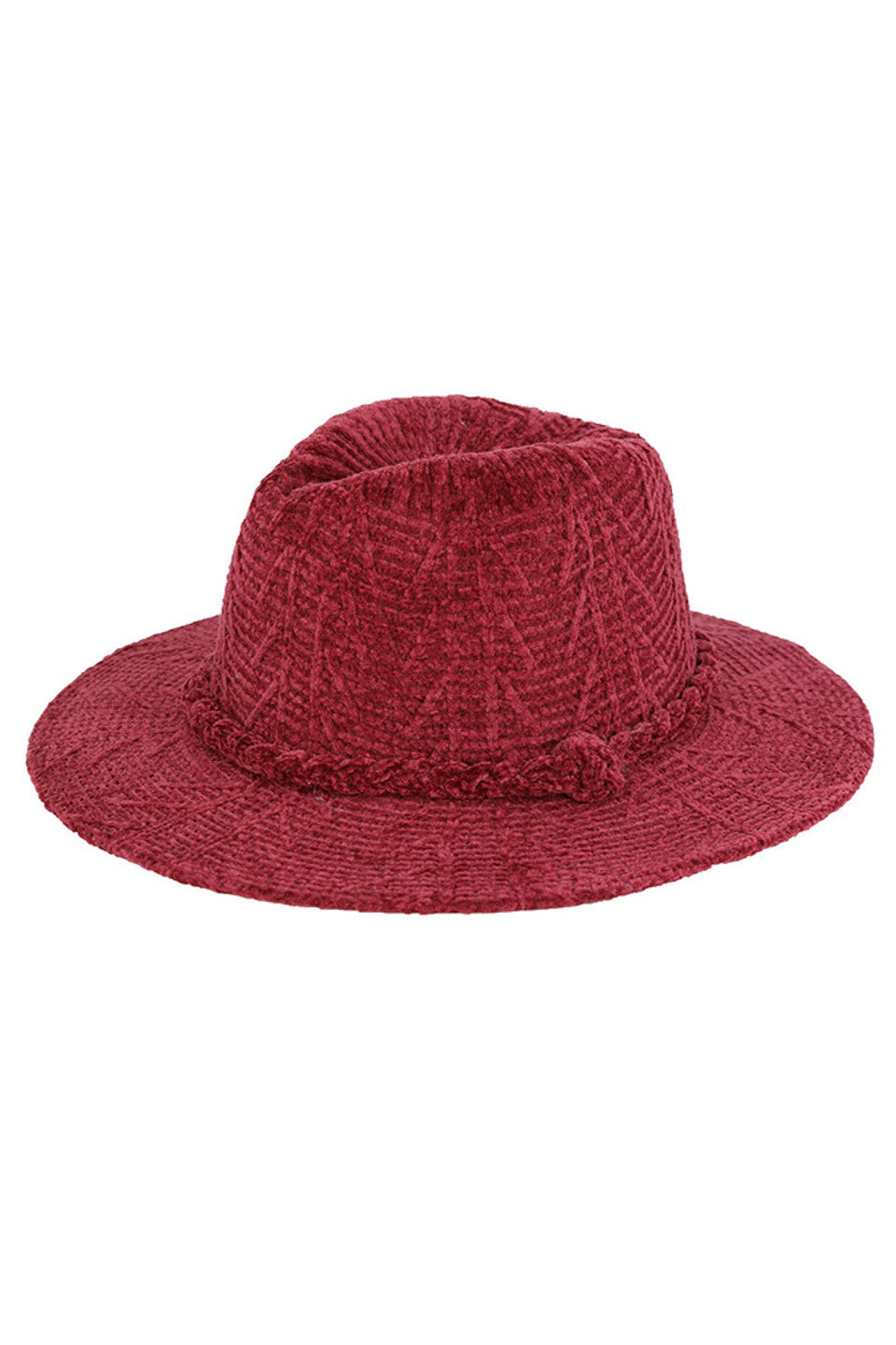 Chenille Pattern and Braided Band Winter Fedora
