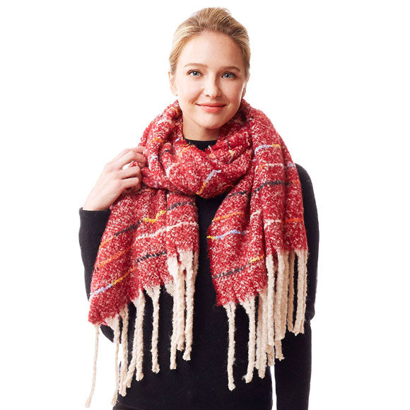 Glitz Colorful Stitch Fuzzy Oblong Scarf