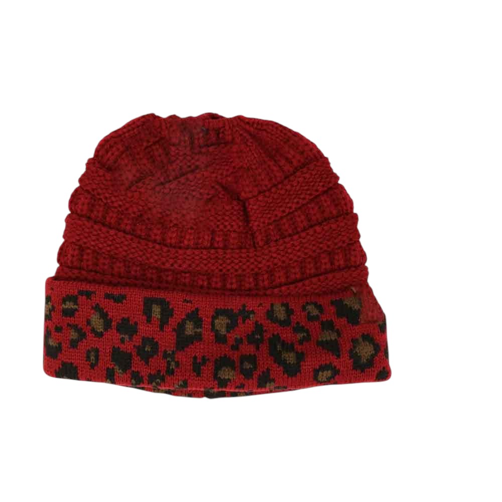 Matching Cuff Leopard Print C.C Beanie Tail