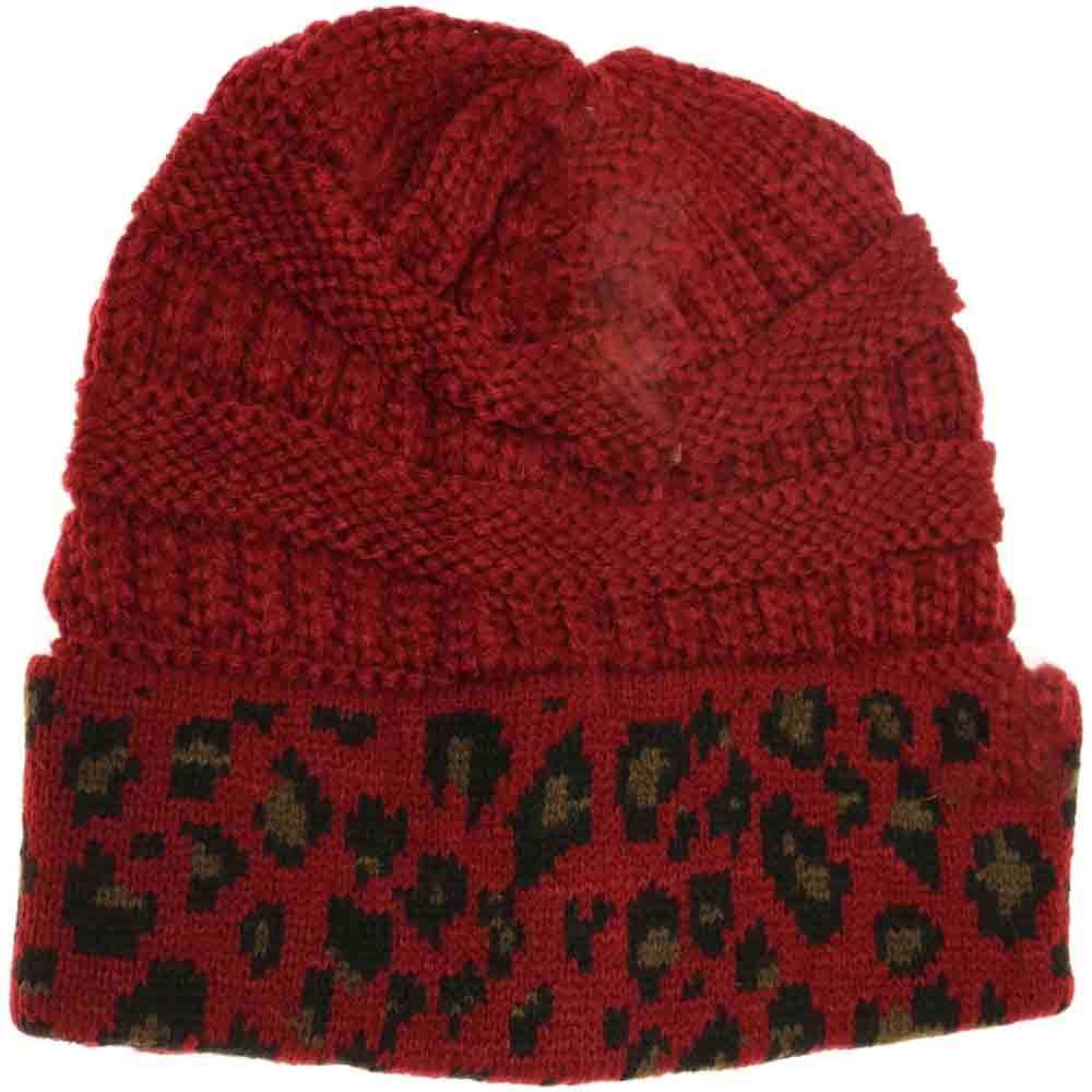 Matching Cuff Leopard Print C.C Beanie