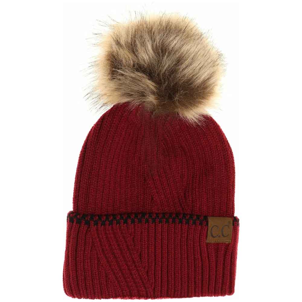 Ribbed Knit C.C Beanie with Accented