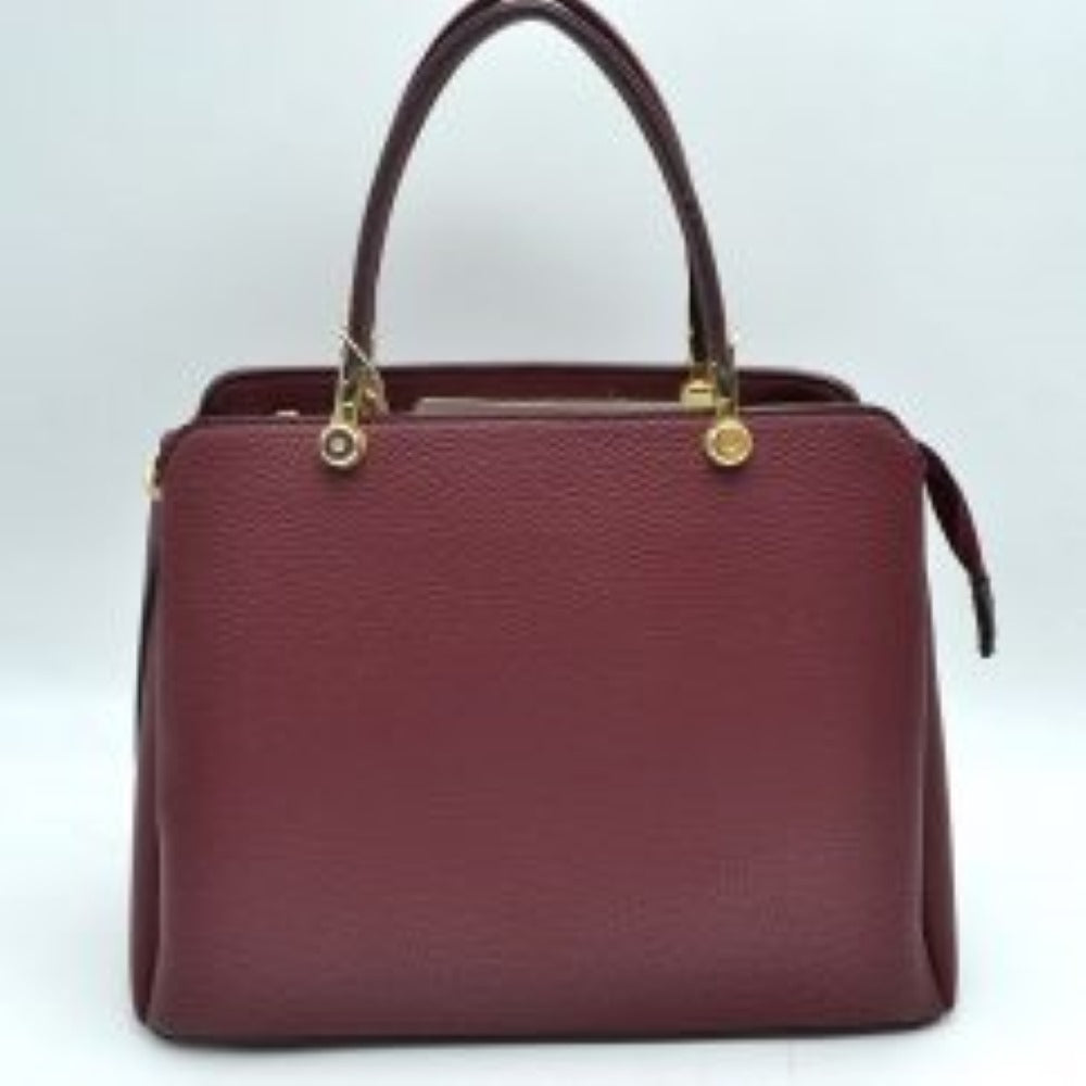 Structured Top Handle Handbag with Zipper Closures