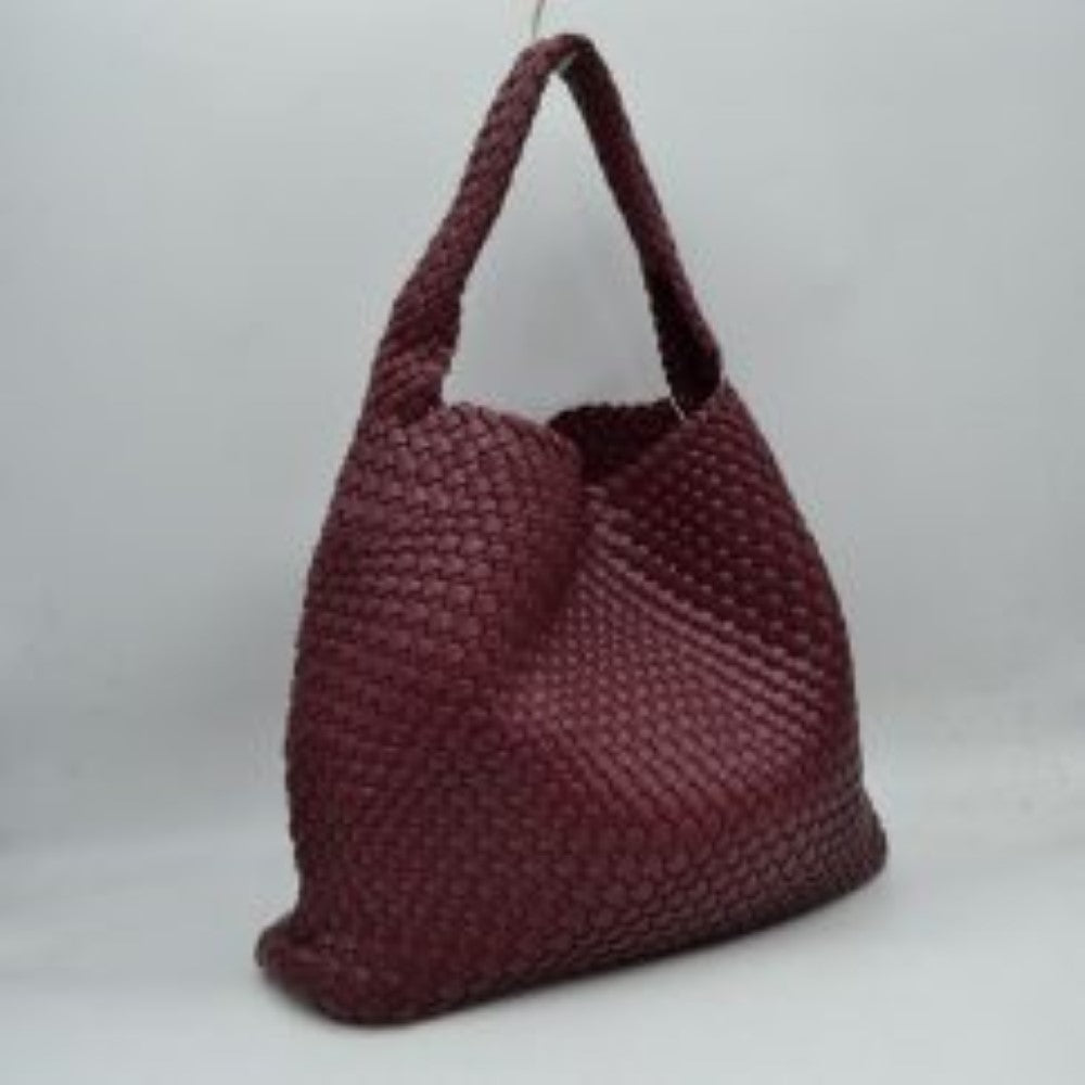 Woven Slouchy Shoulder Bag with Matching Zipper Pouch Set