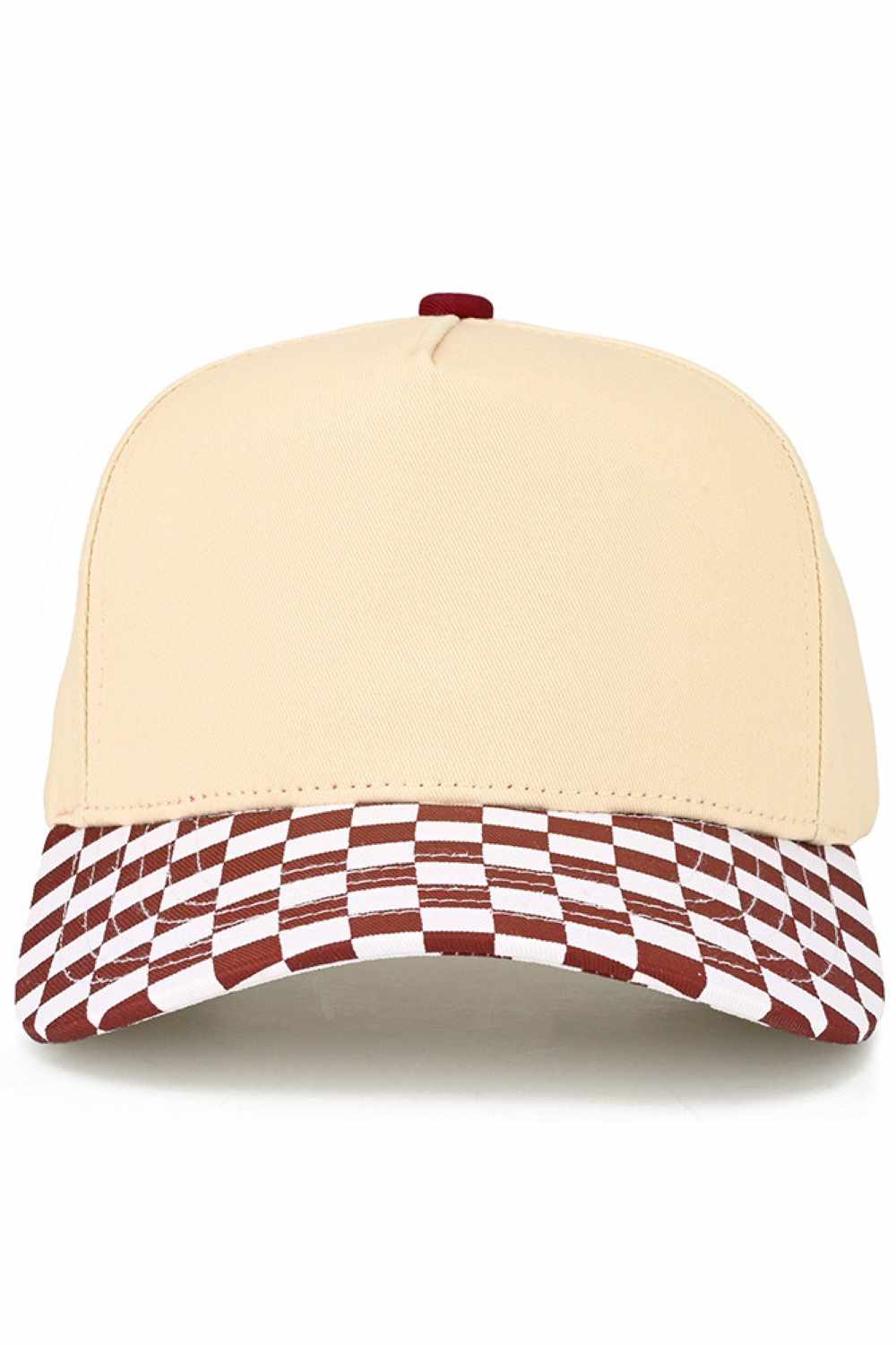 C.C Check Board Pattern Print Two Tone Canvas Trucker Hat