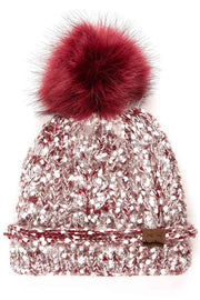 C.C Eyelash Confetti Yarn Knit Beanie With Pom