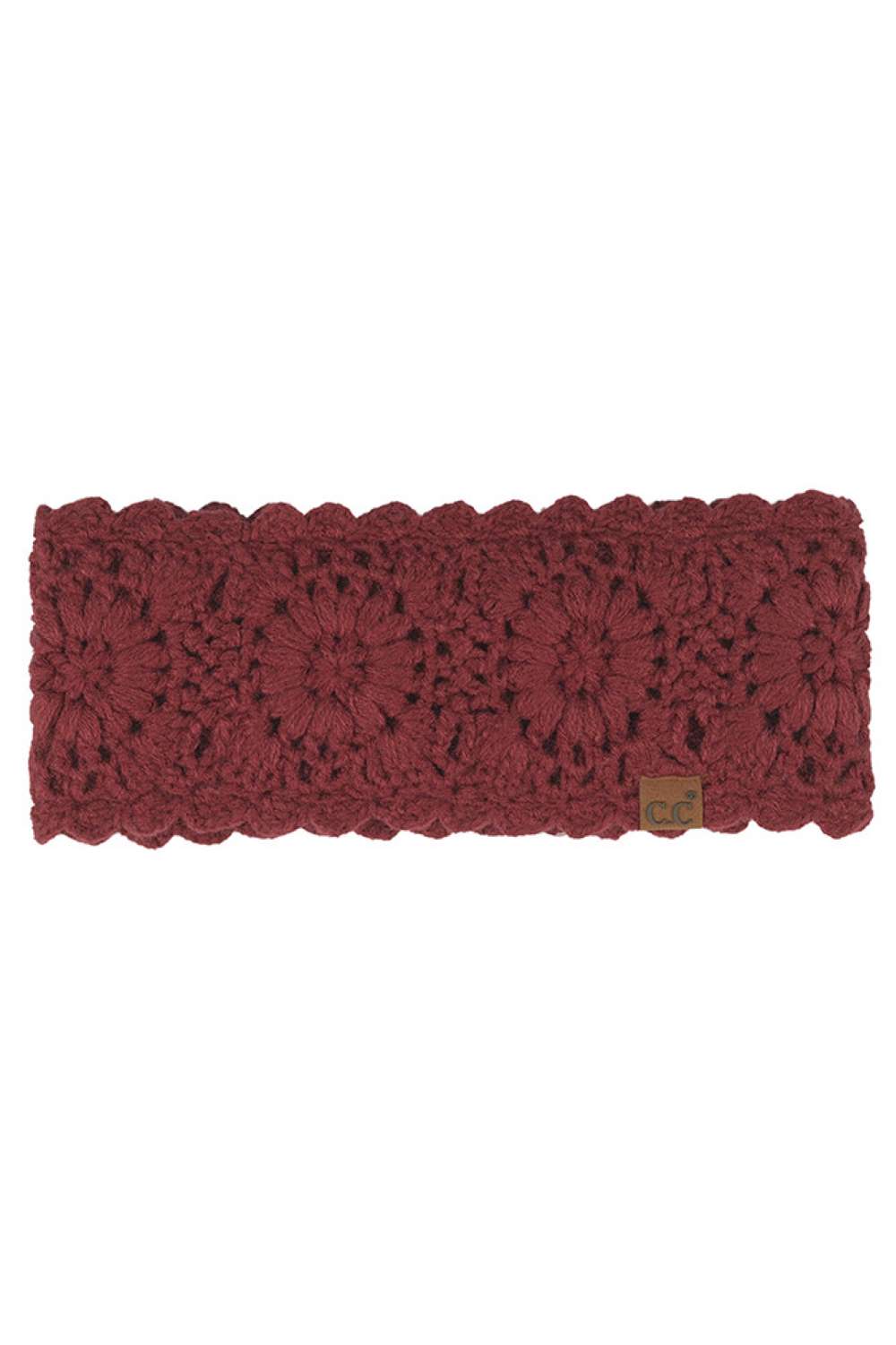 C.C Flower Pattern Crocheted Solid Headwrap