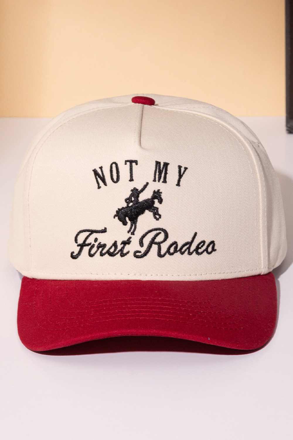 NOT MY FIRST RODEO Embroidered Letter Two Tone Trucker Cap