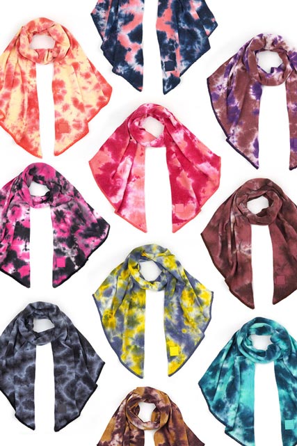 C.C Tie Dye Bias Cut Scarf With Rubber Patch