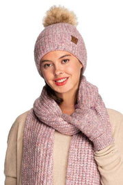 C.C Classic Rib Beanie With Faux Fur Pom