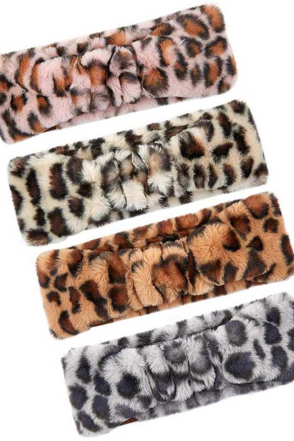 C.C Leopard Pattern Faux Fur Headwrap
