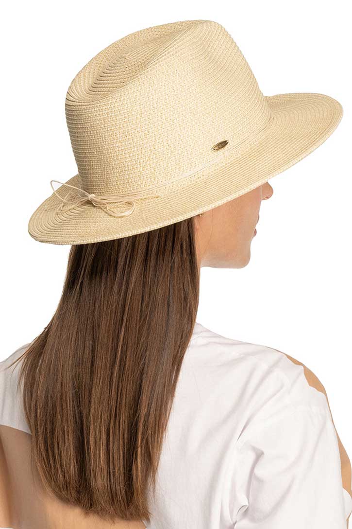 C.C Women's Lurex Paper Straw Panama Sun Hat