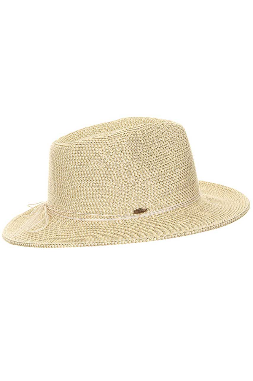 C.C Women's Lurex Paper Straw Panama Sun Hat