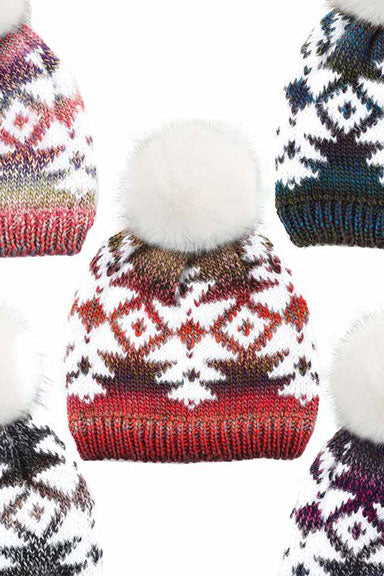 C.C Multi Yarn Aztec Beanie Hat