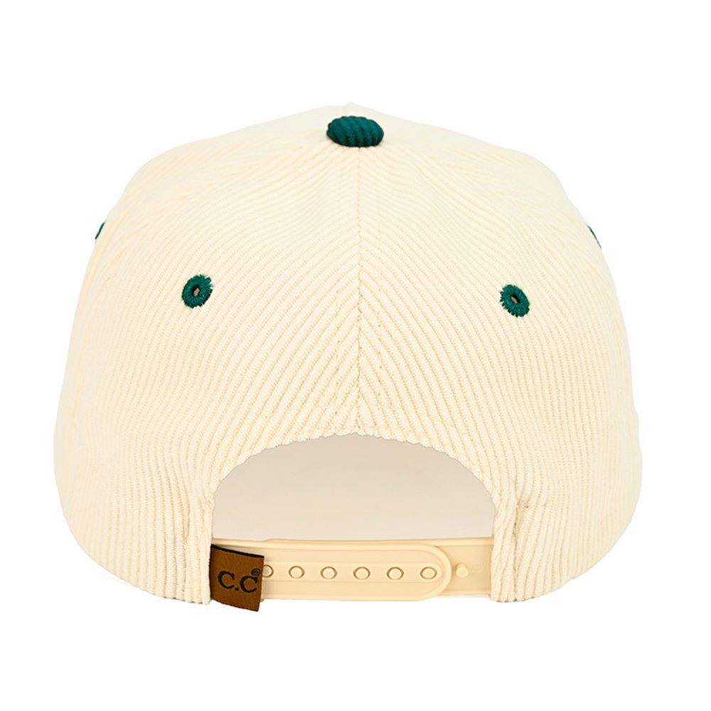 C.C SANTA SAW THAT Letter Corduroy Trucker Cap