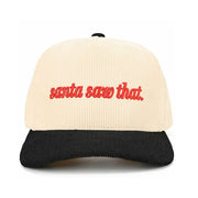 C.C SANTA SAW THAT Letter Corduroy Trucker Cap