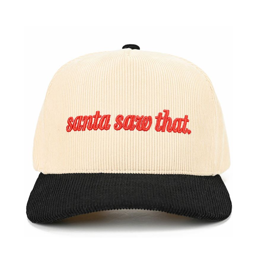 C.C SANTA SAW THAT Letter Corduroy Trucker Cap